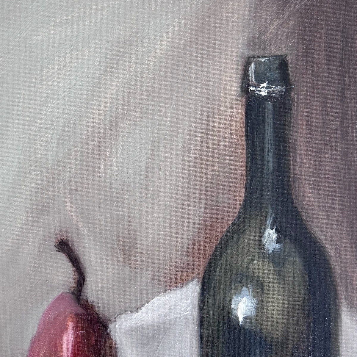 Jessica Olpp - NATURE MORTE AUX POIRES ET À LA BOUTEILLE